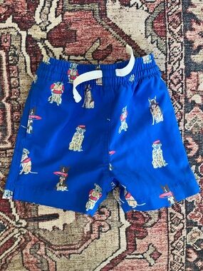 chubbies Royal Blue Kids Swim Shorts with Dog Print